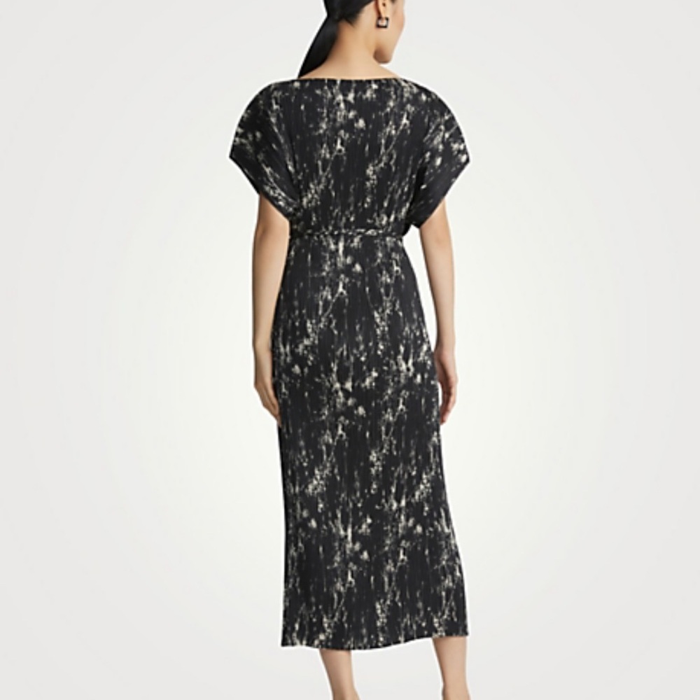 Lafayette 148 New York Black and Cream Abstract Pleated Dress - S